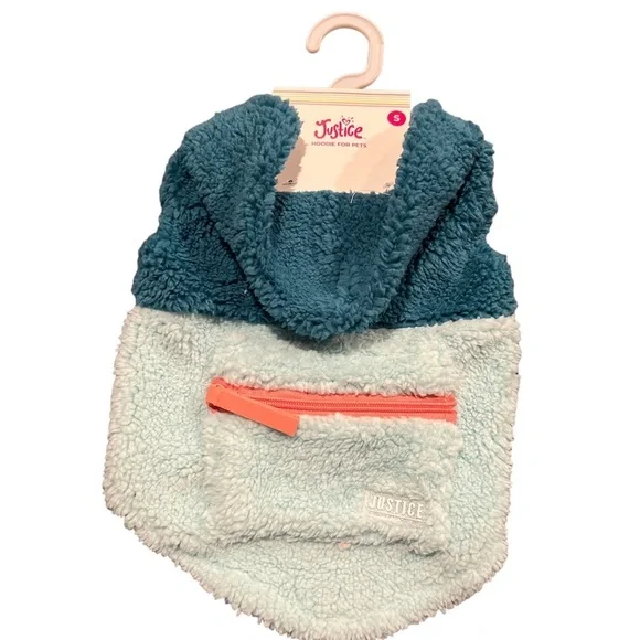 ✅Justice Pet Polyester Sherpa Printed Dog Hoodie, Turquoise Size Small - Picture 6 of 7